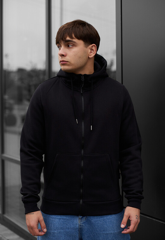 Повсякденне тепле худі Staff zip basic black fleece