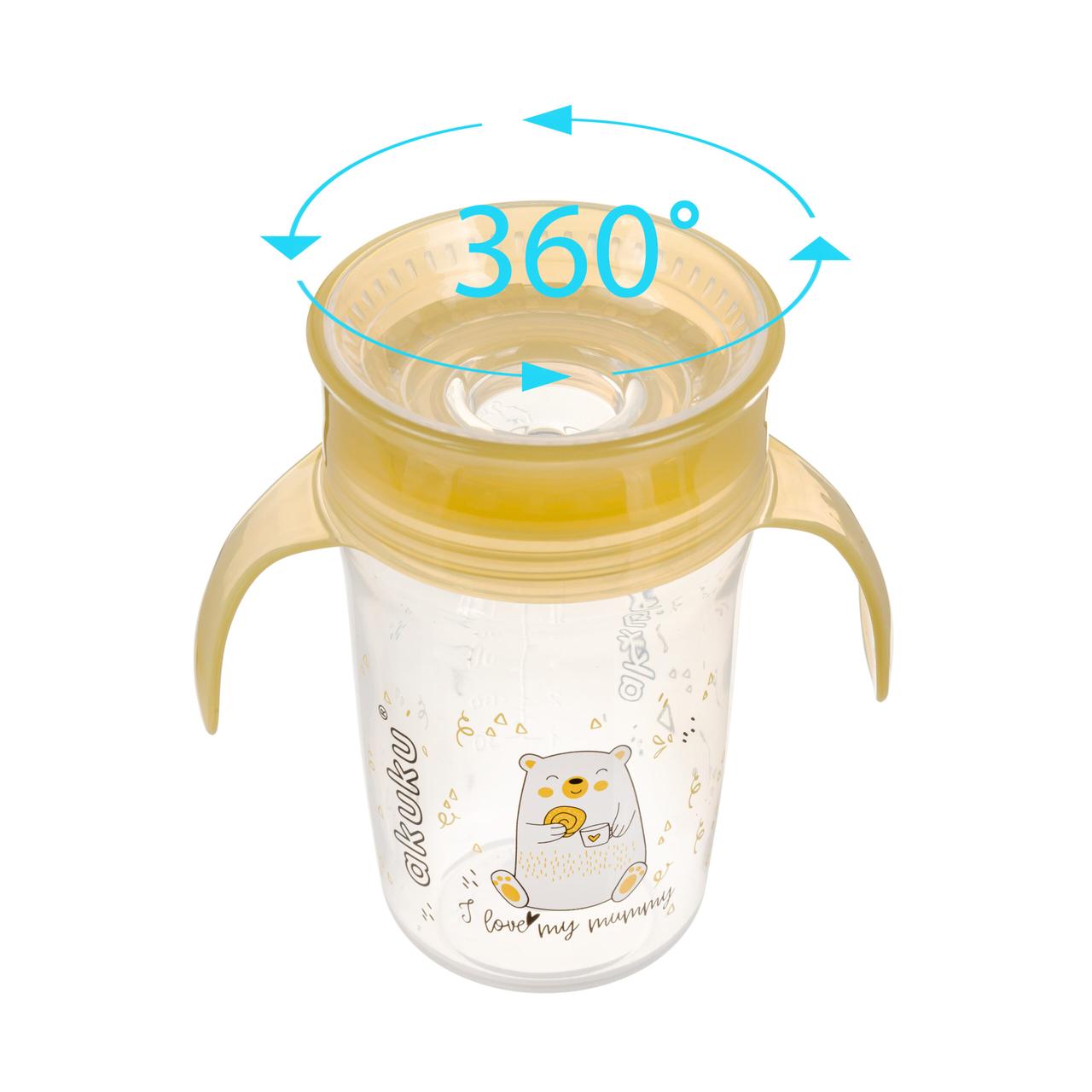 Чашка-непроливайка, жовтий Akuku A0670 на 360°