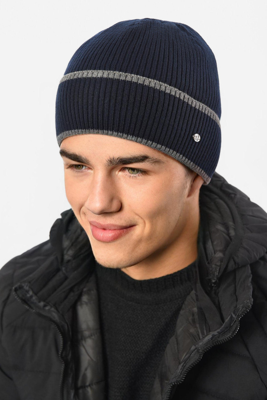 Шапка чоловіча на флісі темно-синього кольору 193745M, фото 1