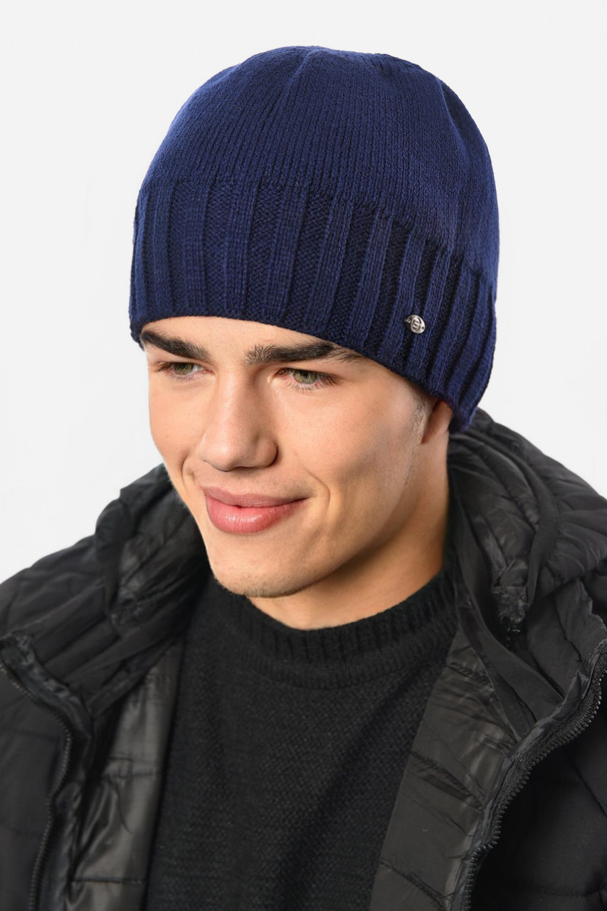 Шапка чоловіча на флісі синього кольору 193763M, фото 1