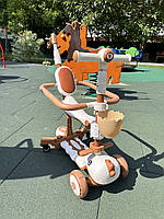 Самокат 5в1 Maraton X10 Draco  (в наявності зелений дракон) с сидением, бортиком и родительской ручкой, фото 4