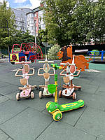 Самокат 5в1 Maraton X10 Draco  (в наявності зелений дракон) с сидением, бортиком и родительской ручкой, фото 2