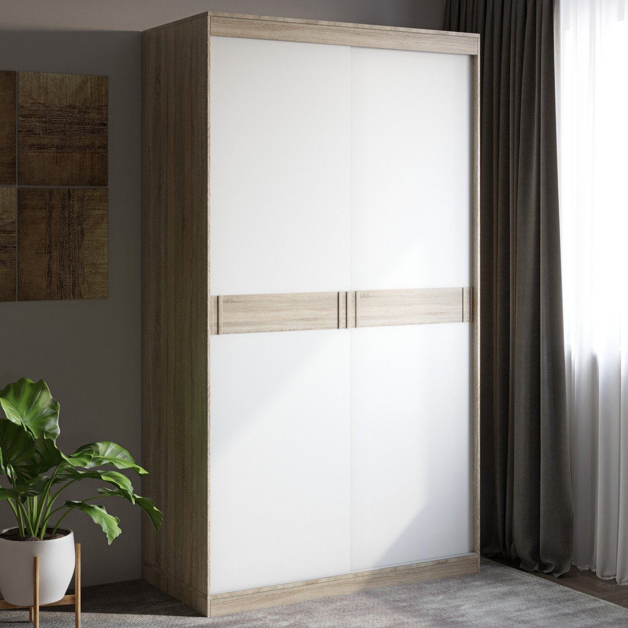 Шафа-купе Еверест Соната 1200 дводверна 120х60х217 дуб сонома+білий (DTM-2392), фото 1