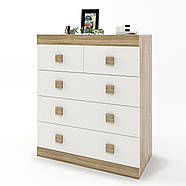 Комод для речей Еверест на 5 ящиків Соната-3 80х38х94 дуб сонома + білий (DTM-2031), фото 2