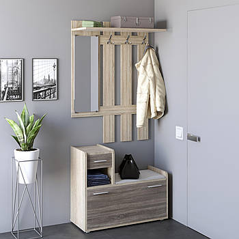 Передпокій Еверест Тандем з вішалкою та тумбою (ліва) для взуття сонома + трюфель (DTM-2200)