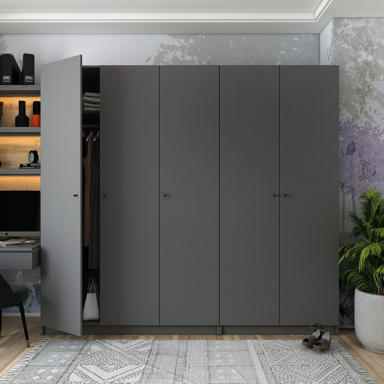 Комплект шаф для одягу Doros Промо (2 шт.) 225х48х204 см Графіт (DRS-011213), фото 1