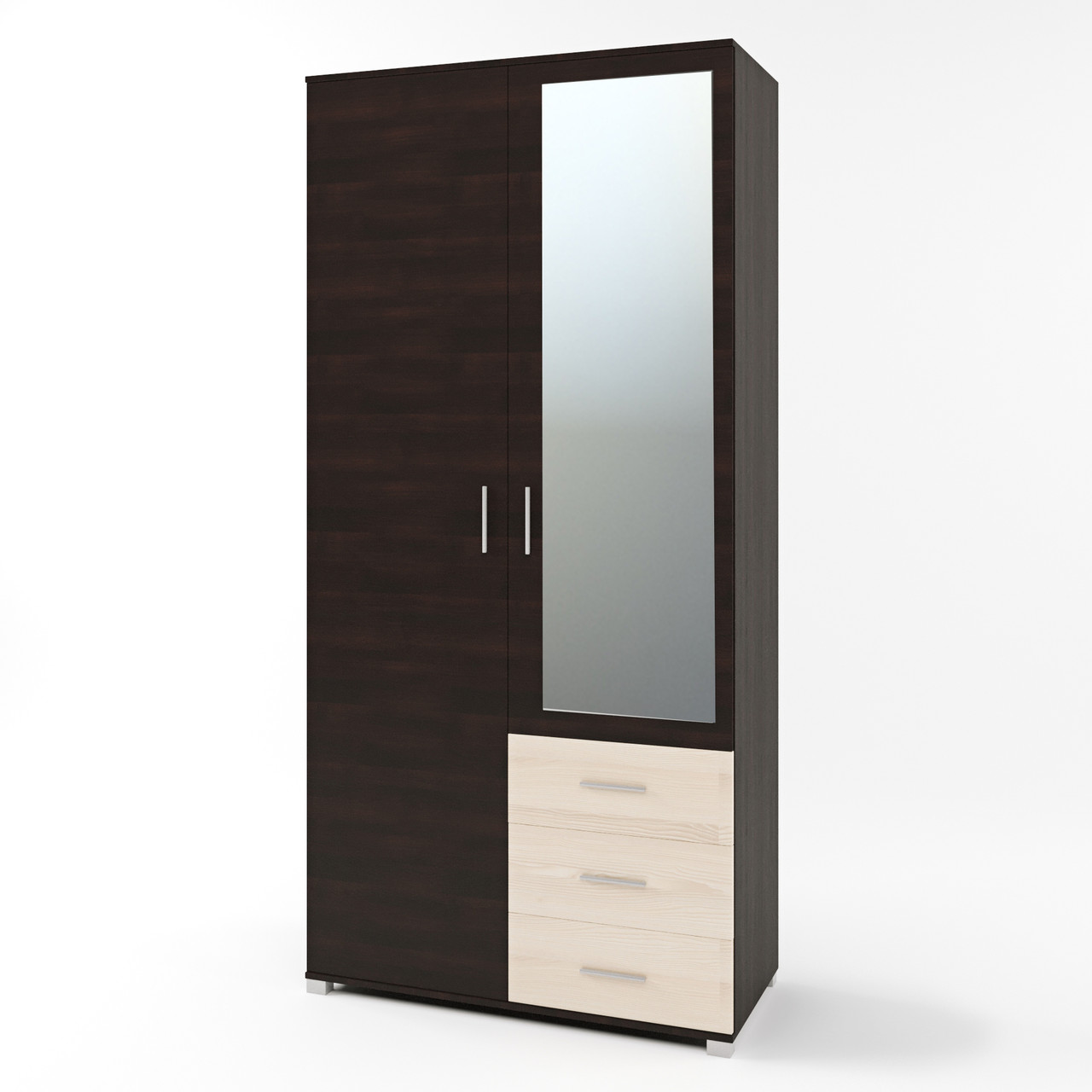 Шафа пряма з дзеркалом та ящиками Еверест Бриз ШП-4 венге + дуб молочний (DTM-2479), фото 1