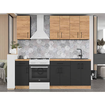 Кухня модульна Еверест Оптіма набір №4 Дуб крафт золотий+Антрацит 2,2 м (DTM-5705)