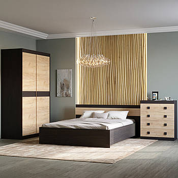 Спальня Соната Еверест Комплект 15 (модульна - 3 елементи) венге темний + дуб крафт золотий (DTM-2621)