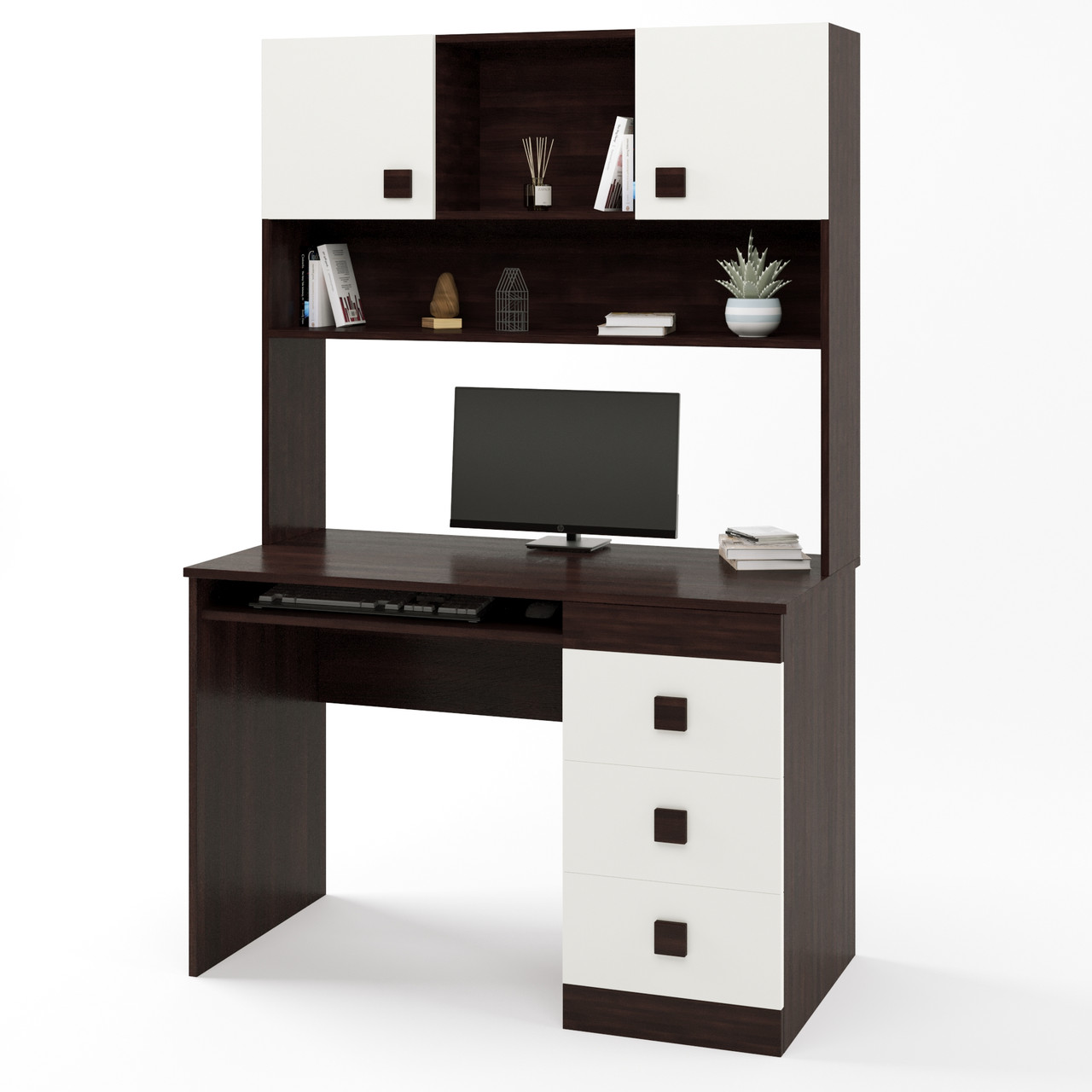 Письмовий стіл з надбудовою Еверест Соната венге темний + білий (DTM-2628), фото 1