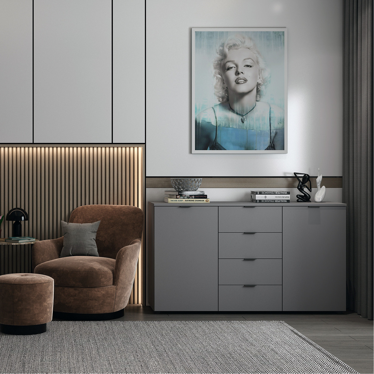 Комод у вітальню Doros Рон 6 120х38х100 см Графіт (DRS-011303), фото 1