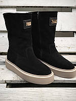 Жіночі зимові чоботи Colombian Feeling натуральна чорна замша, краса та тепло.