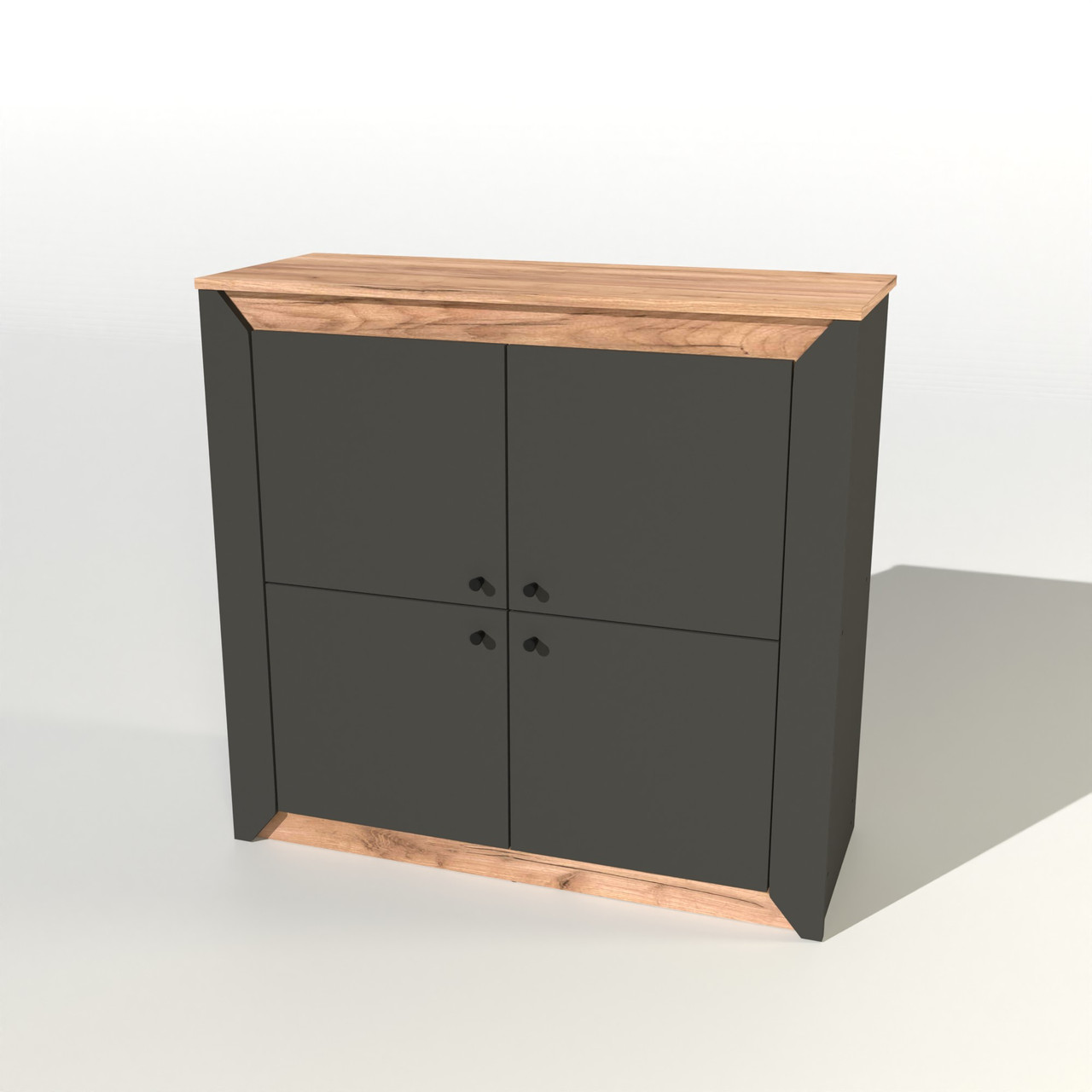 Тумба 4-х дверна закрита Еверест Нордік-980 98х38х92 см Графіт + Дуб крафт золотий (DTM-5528), фото 1