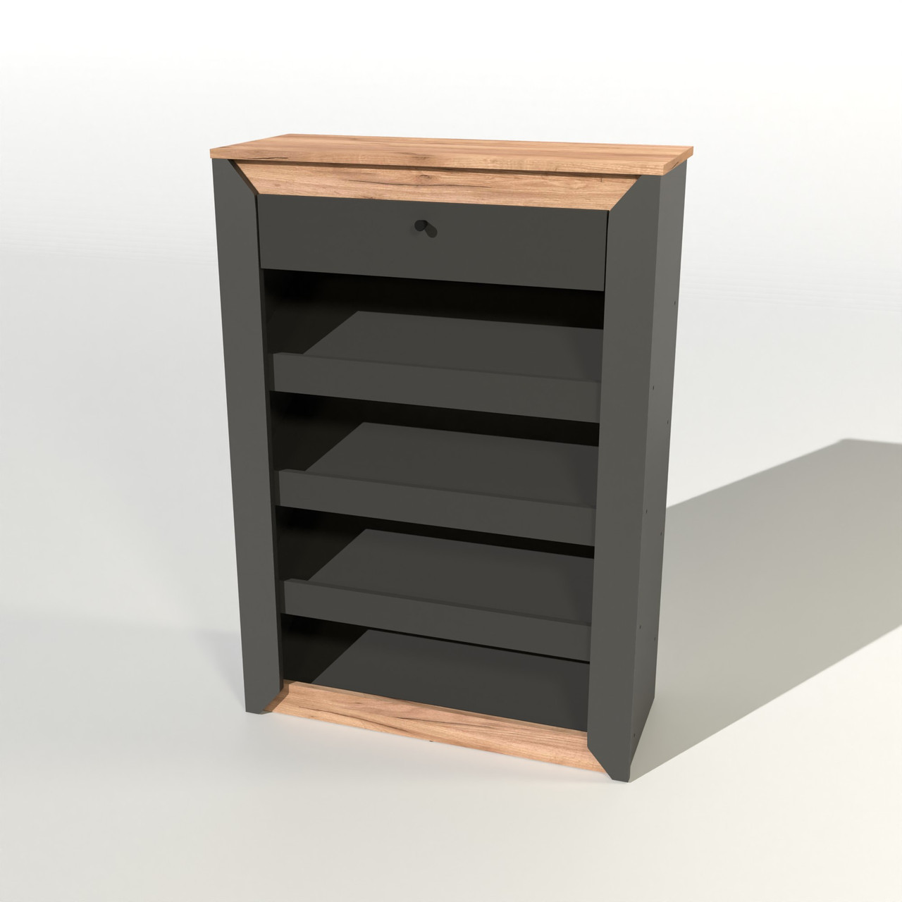 Тумба для взуття Еверест Нордік-800 80х32х113 см Графіт + Дуб крафт золотий (DTM-5548), фото 1