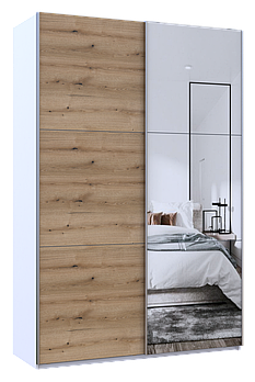 Шафа-купе двохдверна Doros G-Caiser 160х60х240 см Білий/Дуб евок/1 Дзеркало (DRS-011021)