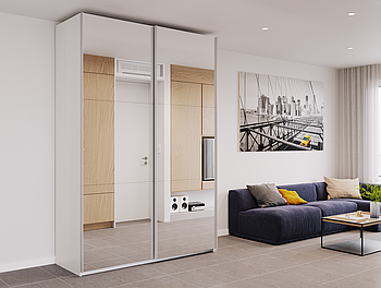 Шафа-купе двохдверна Doros G-Caiser 160х60х240 см Білий/2 Дзеркала (DRS-011024)