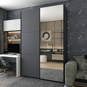 Шафа-купе двохдверна Doros G-Caiser 160х60х240 см Графіт/1 Дзеркало (DRS-011032)