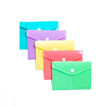 Папка-конверт пластикова А7 Optima О31358 на кнопці глянець пастель Mix 641743 G-Rich