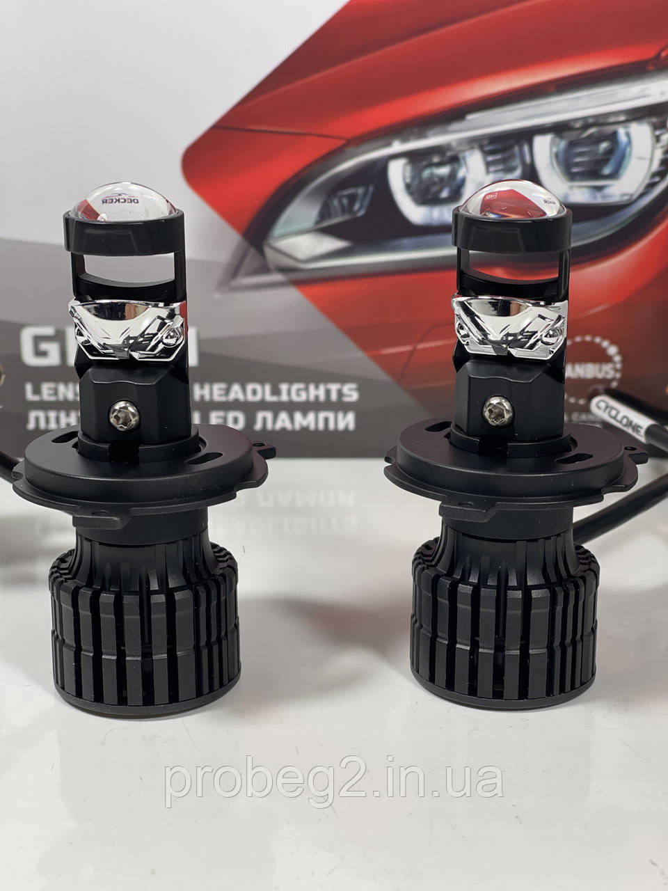 Міні led лінзи h4 Decker GL-01 9000 lm 55w 6000k cunbus 9-32v комплект