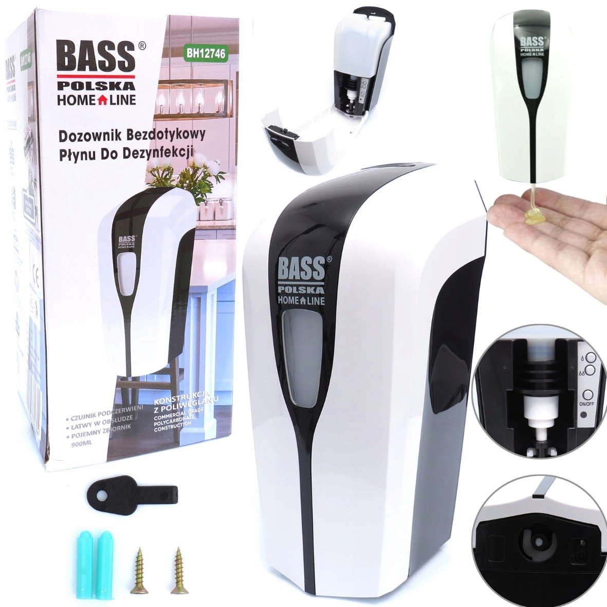 Автоматичний безконтактний дозатор для рідкого мила Bass Polska BH 12746 Диспенсер сенсорний для ванної кімнати