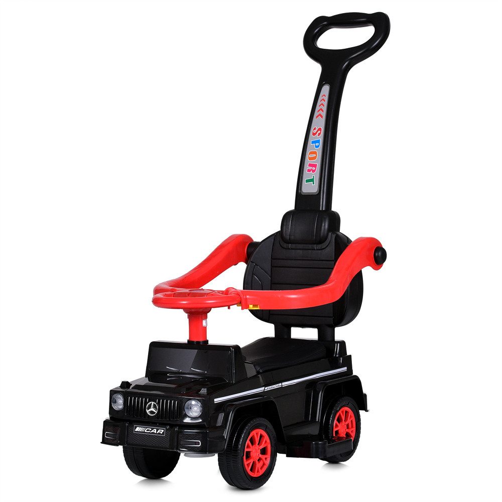 Дитяча каталка-толокар Mercedes 5903 з батьківською ручкою 2 в 1 Чорний, фото 1