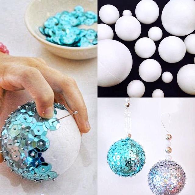 Декор пінопластовогої кулі паєтками