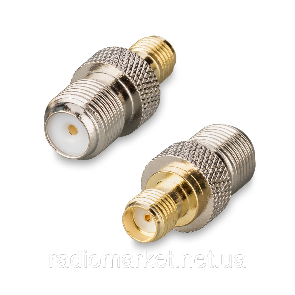 Перехідник ВЧ гніздо SMA-гніздо F, латунь, фото 1