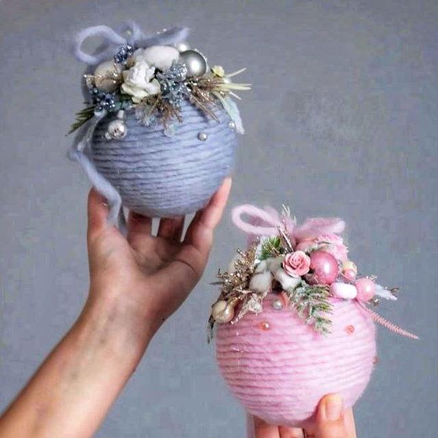 Декор пінопластової заготовки пряжею