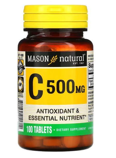 Вітамін C, 500 мг, 100 таблеток Mason Natural