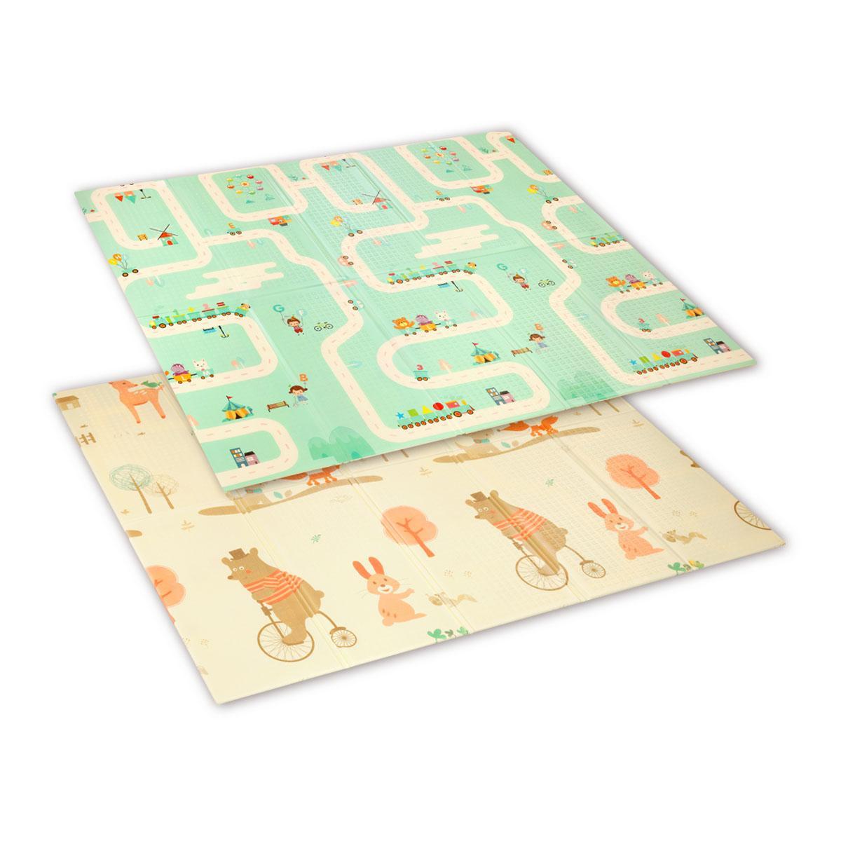 Розвиваючий килимок з спіненого XPE (2-ох стронній, Салатовий/Кремовий) (180 см x 200 см)/"Babyono", фото 1