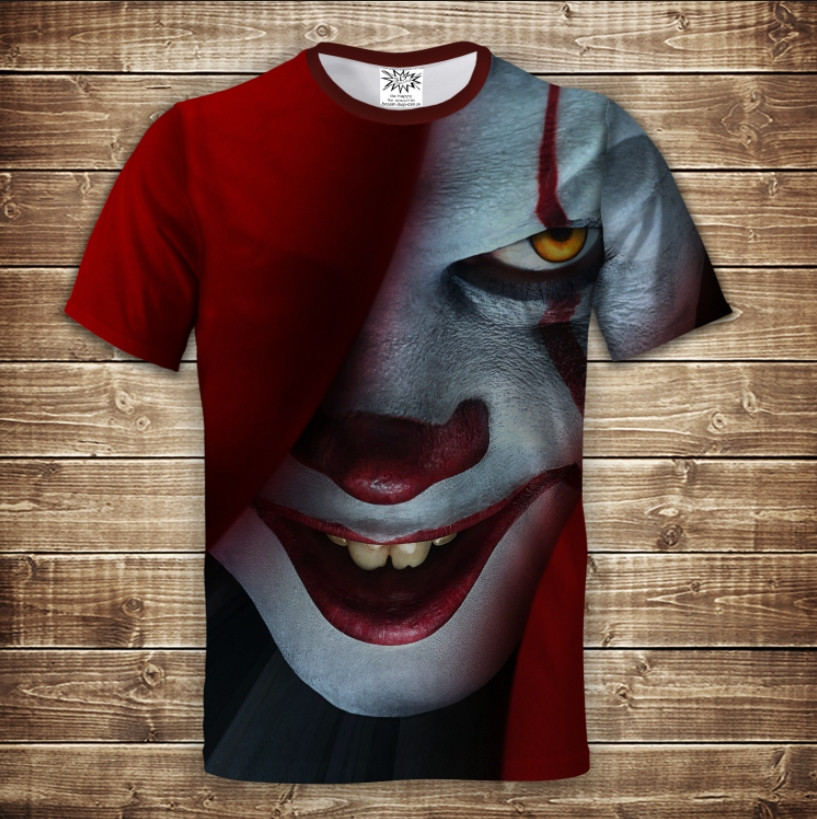 Футболка з принтом 3D на тему Воно Клоун Пеннівайз 02 ВСІ Розміри, фото 1