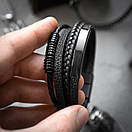 Браслет чоловічий шкіряний METAL COLOR: A3 чорний 17-19 см (довжина 21 см), фото 5