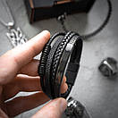 Браслет чоловічий шкіряний METAL COLOR: BORN чорний 17-19 см (довжина 21 см), фото 3