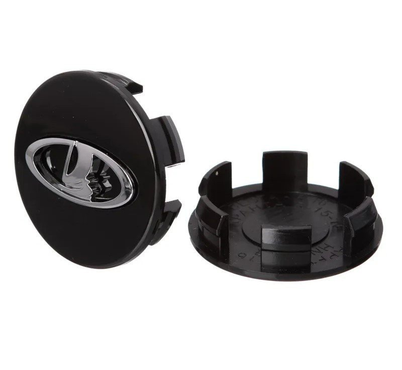 Ковпак колеса LADA (Чорний Глянсовий + логотип Хром) 55 мм (на вусиках) 21723101014, фото 1