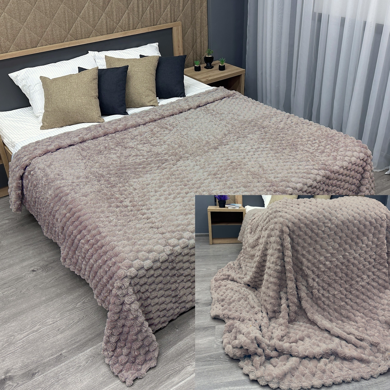 Плед-покривало 200х230 см (+-5см) Соти Какао (87-127), фото 1