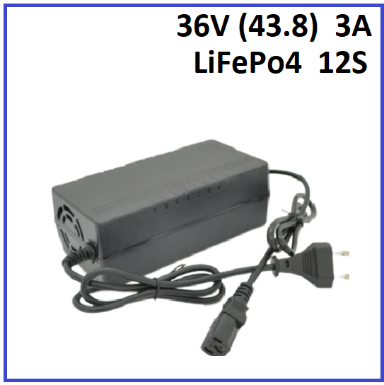 Зарядний пристрій для акумуляторів LiFePO4 36V (43.8) 12S до 3A штекер 3-pin С13