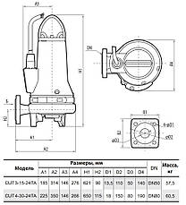 Дренажно-фекальний насос "Sprut" CUT 3-15-24 TA + блок управління, потужність 3000 Вт, мах. напір 30м, Qmax 30.9 м ³ / год, фото 3