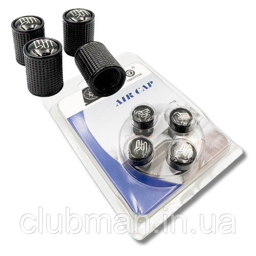 Ковпачки на ніпеля захисні металеві з розпушеною накаткою (YES) 4 шт Чорні