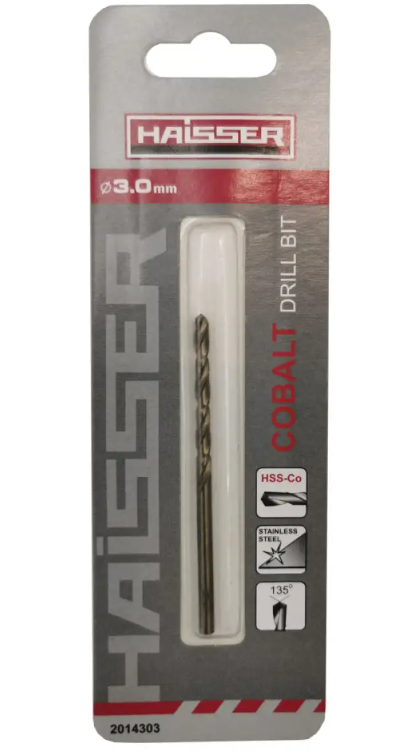 Свердло по металу HSS COBALT INDUSTRIAL - 3.0х33х61мм DIN 338 уп.1шт (HAISSER)