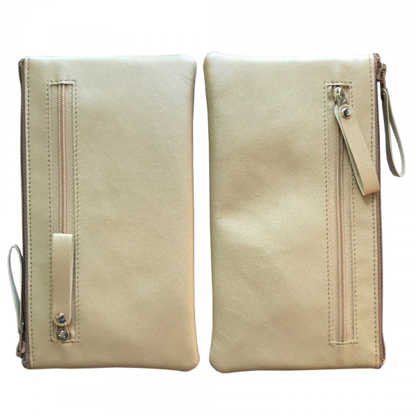 Чохол сумочка на блискавці для телефона універсальний три відділення 185*100*10 мм Бежевий
