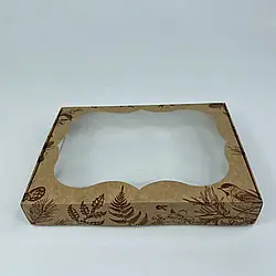 Коробка для печива, пряників з вікном, 15 см х 20 см х 3 см, мілований картон Вінтаж