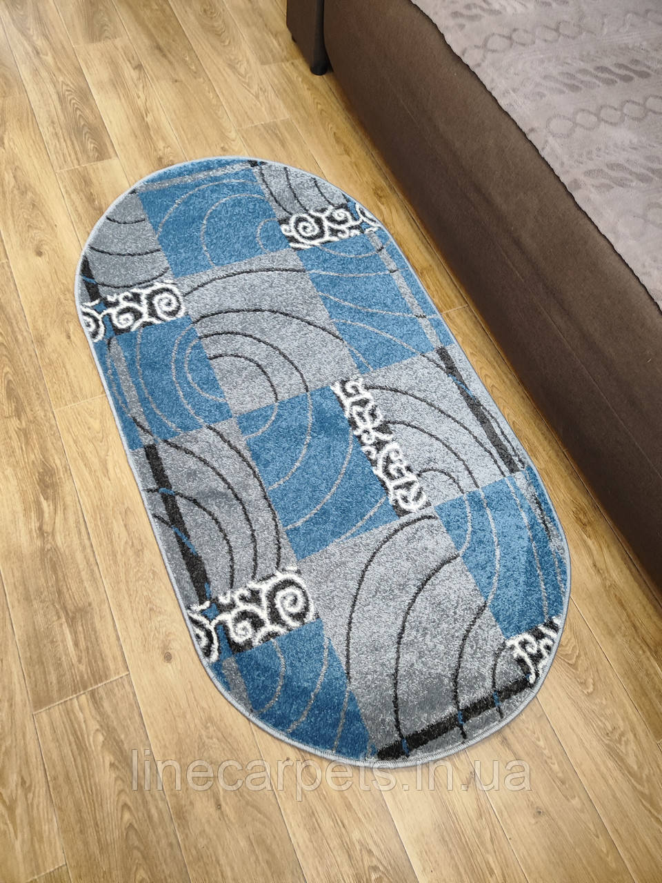 Сучасний овальний килим в блакитному кольрі AQUA 02578B BLUE-L.GREY