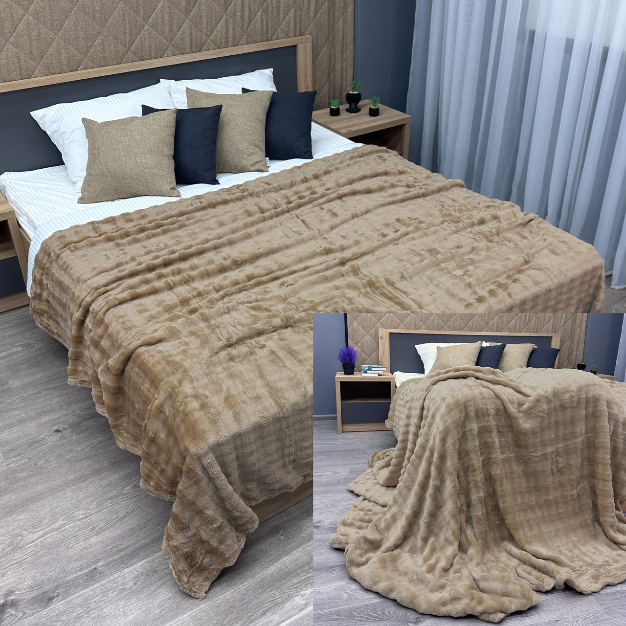 Плед-покривало 200х230 см (+-5см) Soft Night Темно-бежевий (87-135)