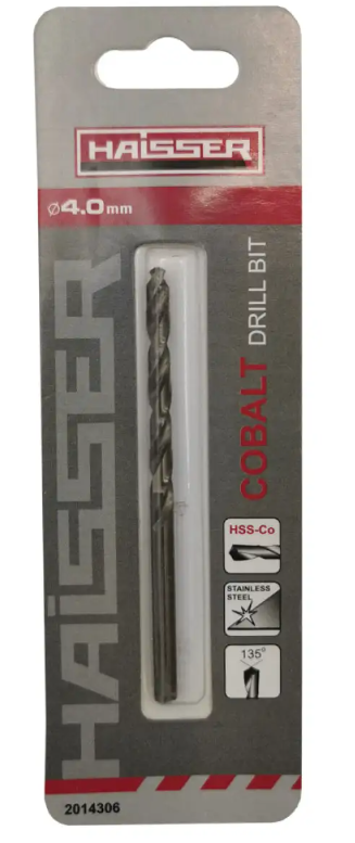 Свердло по металу HSS COBALT INDUSTRIAL - 4.0х43х75мм DIN 338 уп.1шт (HAISSER)