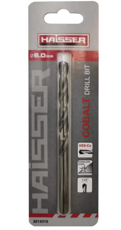Свердло по металу HSS COBALT INDUSTRIAL - 6.0х57х93мм DIN 338 уп.1шт (HAISSER)