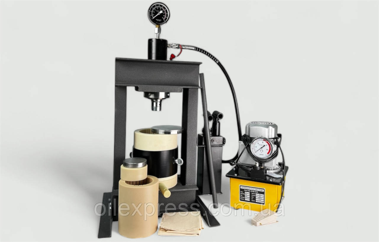 Прес для олії 30 тонн 4 літри капролон + вставка 2 л маслостанція  "Basic" OilExpress