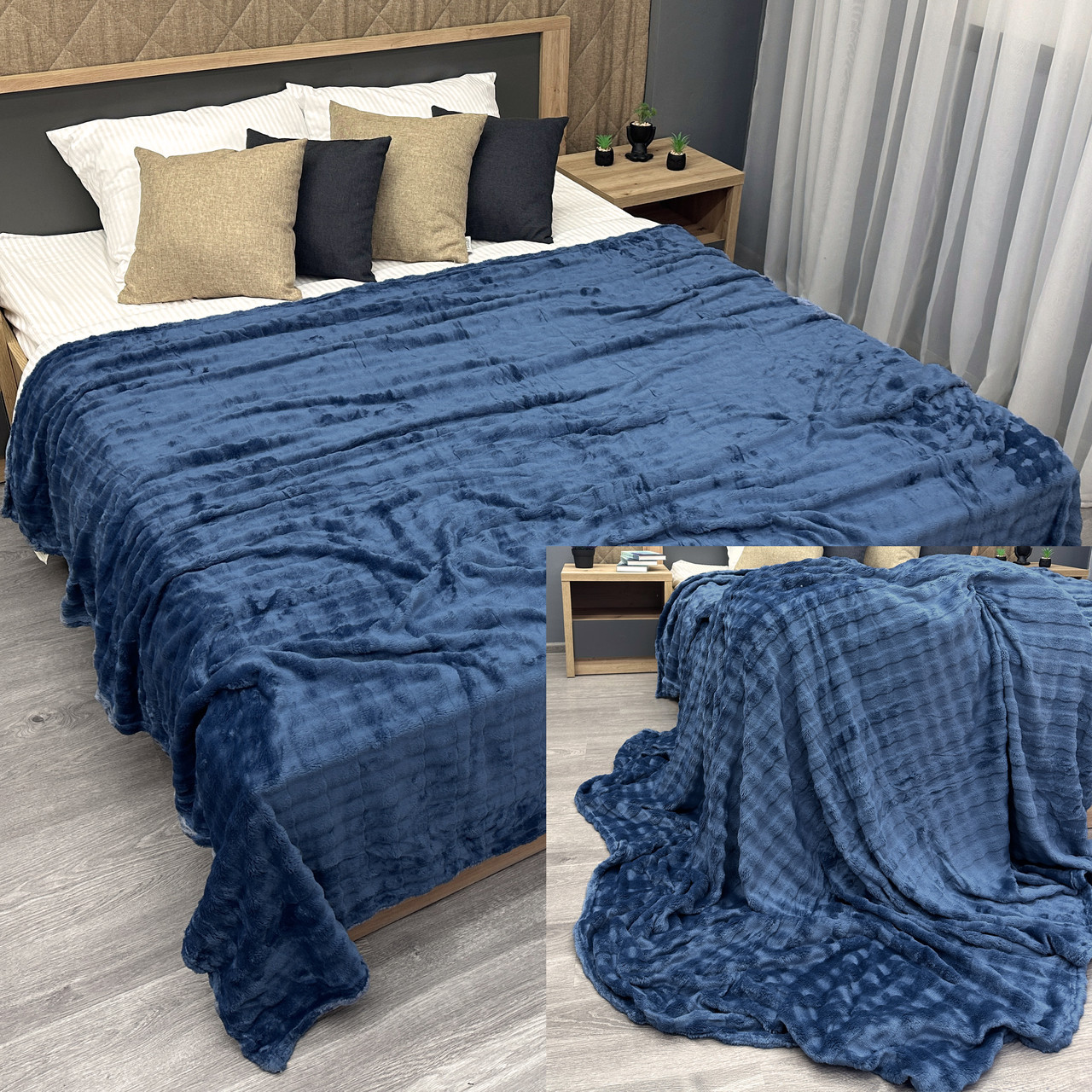 Плед-покривало 200х230 см (+-5см) Soft Night Синій (87-137), фото 1