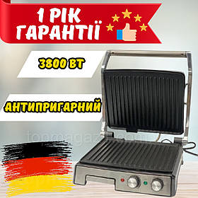 Електричний контактний гриль Rainberg 3800 Вт, настільний електрогриль 220-240 В з кнопкою блокування