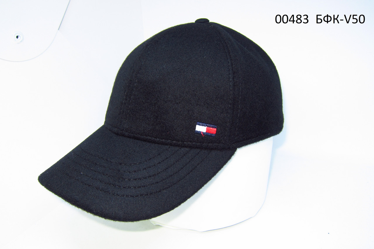 Чорна кашемірова осіння бейсболка на флісі з вишивкою 00483, фото 1