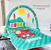 Дитячий ігровий килимок для немовляти розвиток координації звук підсвічування піаніно ростомір 5 брязкалець-підвісок, фото 9